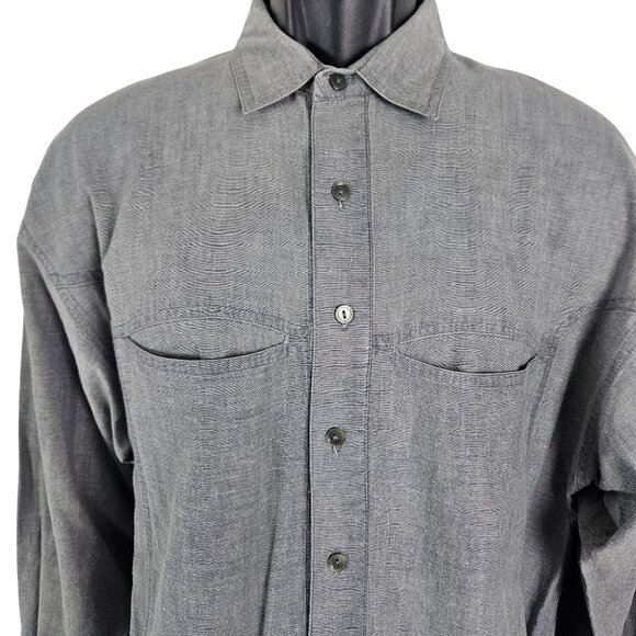 Vintage Gitano Mens Gray Button-Up Dress Casual Shirt M Career Everyday Classic - Picture 3 of 8